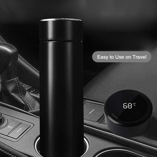 Gift Glow’s Personalized Black Temperature Display Water Bottle 500 ML