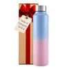Stainless Steel Bottle 1L | Leak-Proof | GiftGlow | (Pink-Blue Edition)