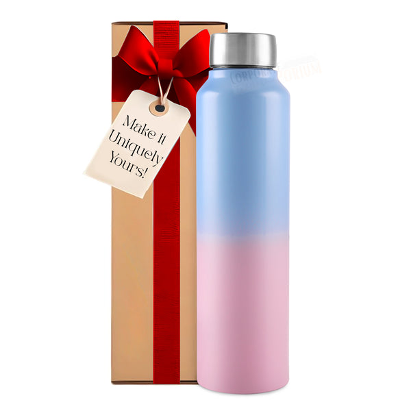 Stainless Steel Bottle 1L | Leak-Proof | GiftGlow | (Pink-Blue Edition)