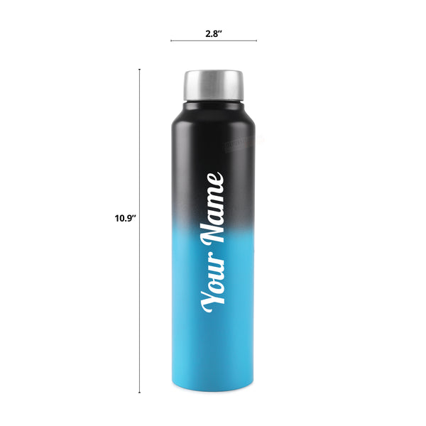 Gift Glow's Personalized Stainless Steel Bottle | 1L | Leakproof & Easy to Carry | Laser Engraved (Blue-Black Edition)