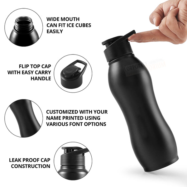 Stainless Steel Bottle 1L | Leak-Proof | GiftGlow | (Black Top Sipper Edition)