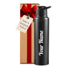 Personalized Stainless Steel Bottle 1L | Leak-Proof | GiftGlow | (Straight Black Edition)