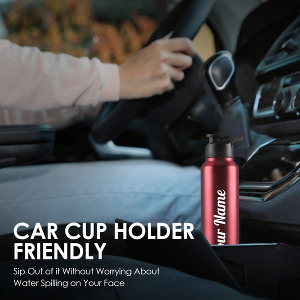 Gift Glow's Personalized Stainless Steel Bottle | 1L | Leakproof & Easy to Carry | Laser Engraved (Red)