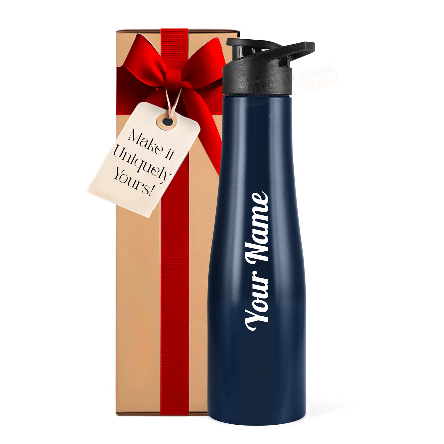 Gift Glow's Personalized Stainless Steel Bottle | 1L | Leakproof & Easy to Carry | Laser Engraved (White)