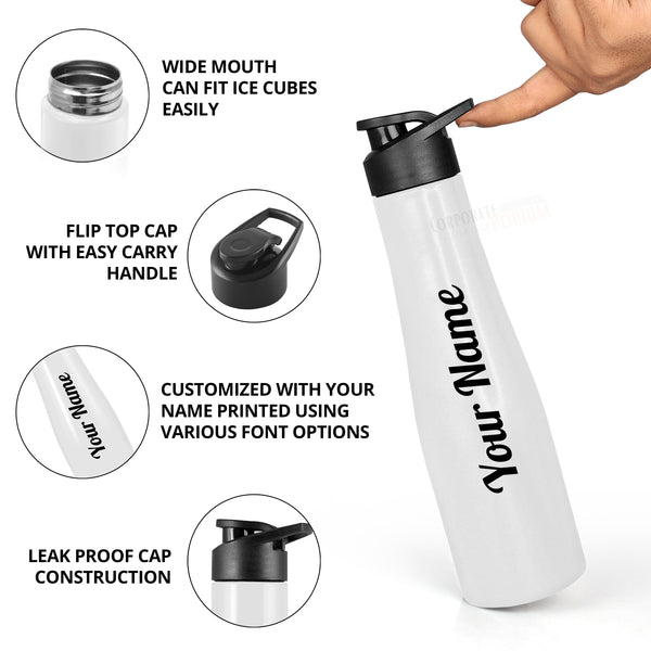 Gift Glow's Personalized Stainless Steel Bottle | 1L | Leakproof & Easy to Carry | Laser Engraved (White)