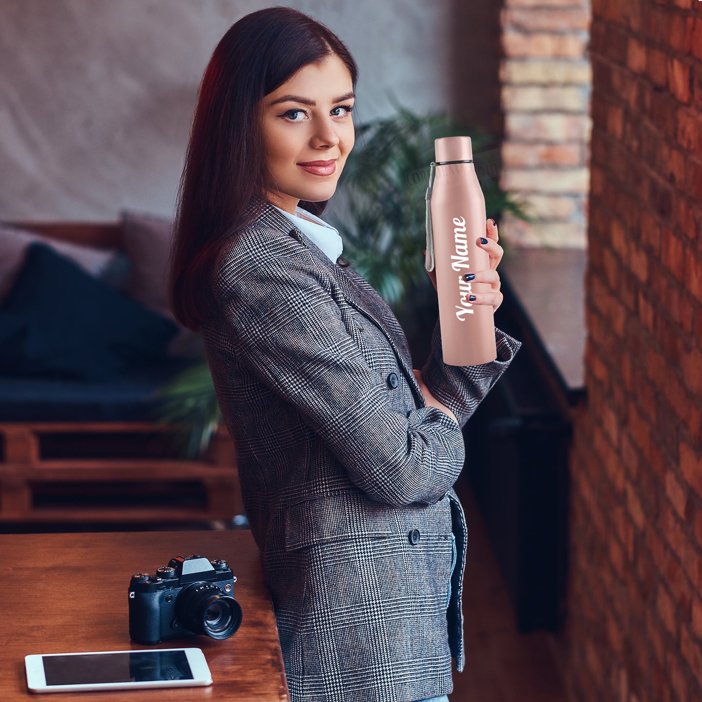 Personalized Stainless Steel Pink Bottle | 1L | Leakproof & Easy to Carry | Laser Engraved Gift