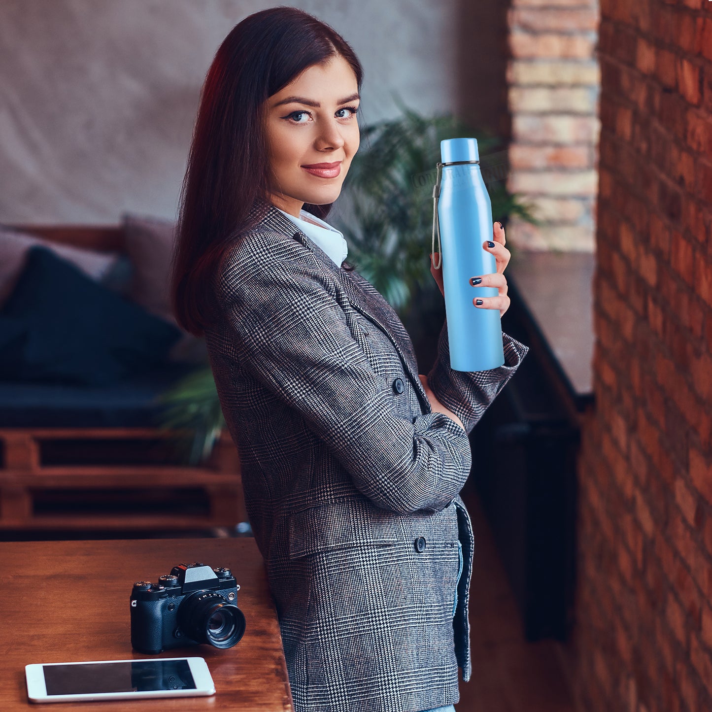 Stainless Steel Bottle 1L | Leak-Proof | GiftGlow | (Sky-Blue Edition)