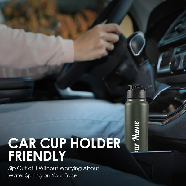 Gift Glow's Personalized Stainless Steel Bottle | 1L | Leakproof & Easy to Carry | Laser Engraved (Green)