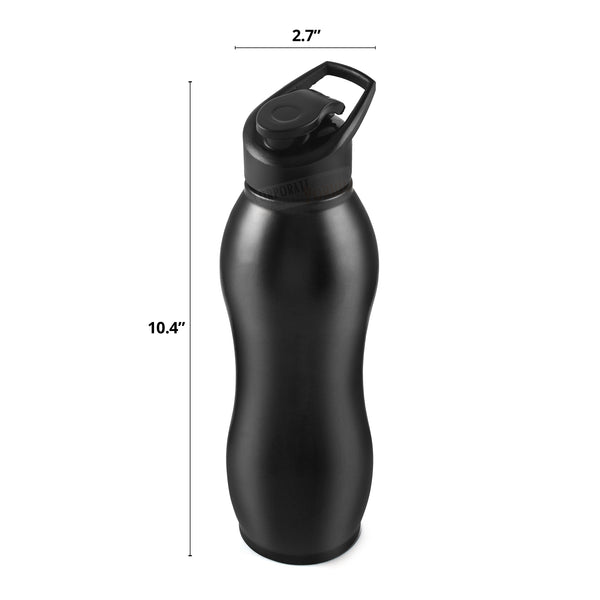 Stainless Steel Bottle 1L | Leak-Proof | GiftGlow | (Black Top Sipper Edition)