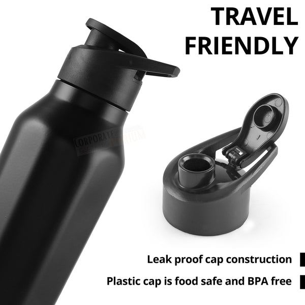 Stainless Steel Bottle 1L | Leak-Proof | GiftGlow | (Black-Pineapple Edition)