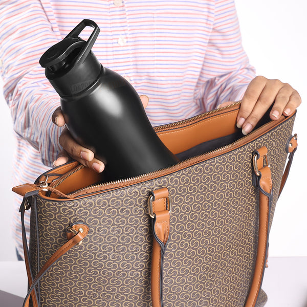 Stainless Steel Bottle 1L | Leak-Proof | GiftGlow | (Black Top Sipper Edition)