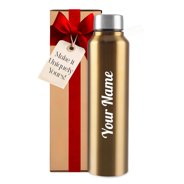 Personalized Stainless Steel Bottle 1L | Leak-Proof | GiftGlow | (Golden-Silver Edition)