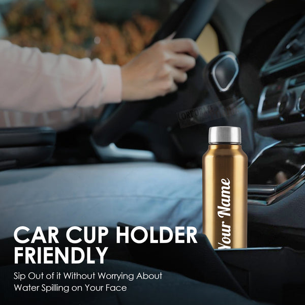 Personalized Stainless Steel Bottle 1L | Leak-Proof | GiftGlow | (Golden-Silver Edition)