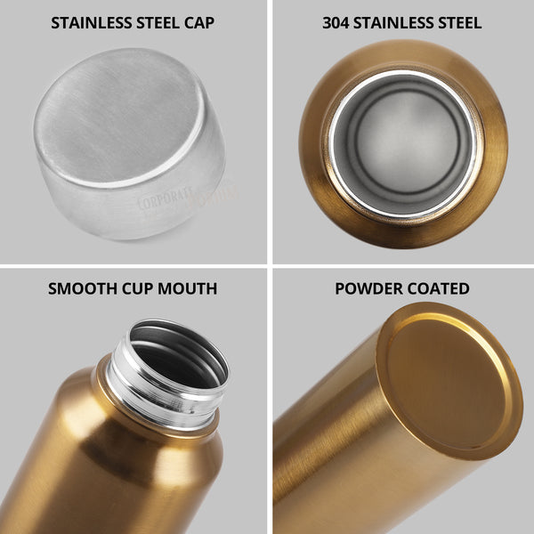 Personalized Stainless Steel Bottle 1L | Leak-Proof | GiftGlow | (Golden-Silver Edition)