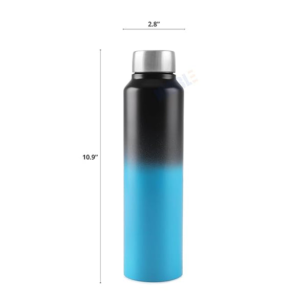 Stainless Steel Bottle 1L | Leak-Proof | GiftGlow | (Black-Blue Edition)