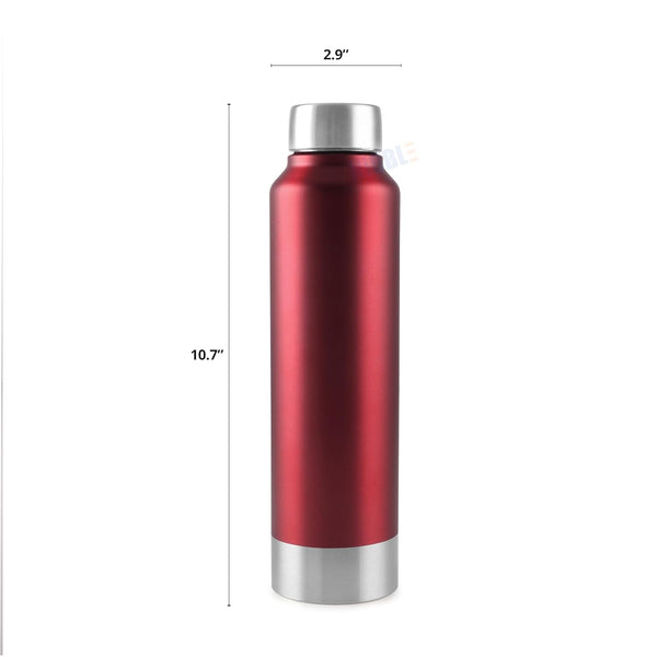 Stainless Steel Bottle 1L | Leak-Proof | GiftGlow | (Red-Silver Edition)