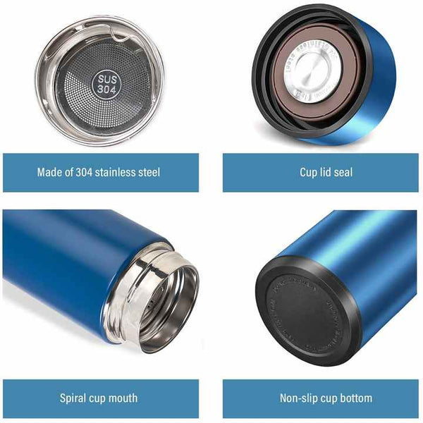 Gift Glow’s Personalized Blue Temperature Display Water Bottle 500 ML