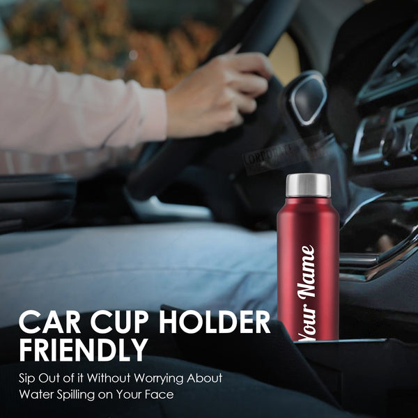 Personalized Stainless Steel Bottle 1L | Leak-Proof | GiftGlow | (Silver-Red Edition)