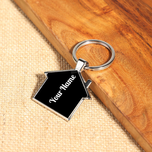 Gift Glow's Personalized Stainless Steel House Shape Keychain | Custom Engraved | Gold-Plated | Perfect for Home, Office, Car & Bike Keys