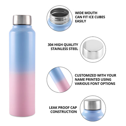 Stainless Steel Bottle 1L | Leak-Proof | GiftGlow | (Pink-Blue Edition)