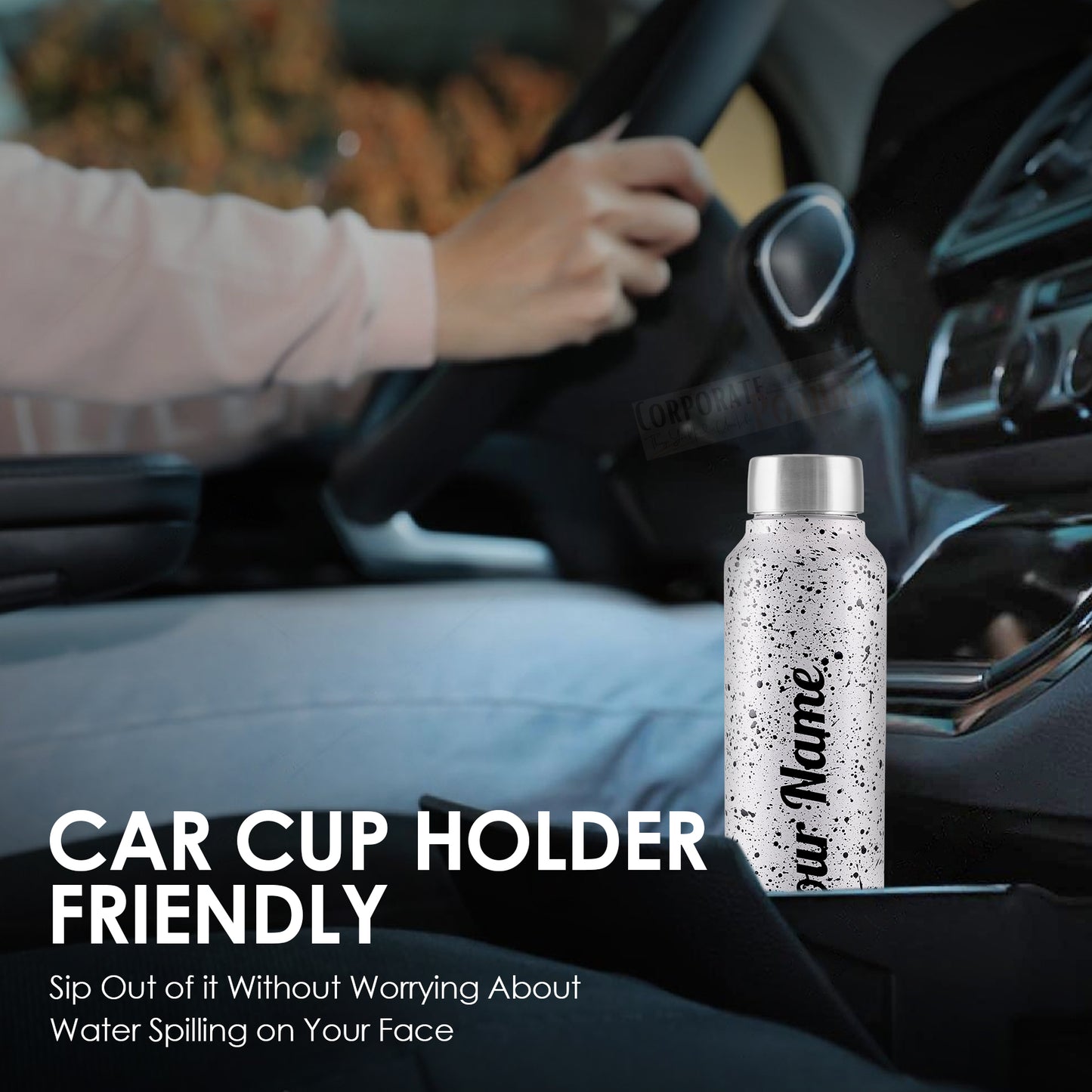 Gift Glow's Personalized Stainless Steel Bottle | 1L | Leakproof & Easy to Carry | Laser Engraved (Paper White)