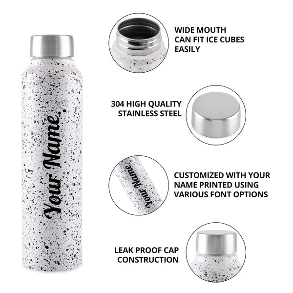 Gift Glow's Personalized Stainless Steel Bottle | 1L | Leakproof & Easy to Carry | Laser Engraved (Paper White)