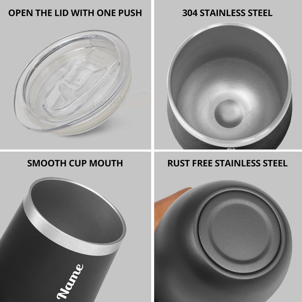 Gift Glow's Personalized Stainless Steel Coffee Mug 350ML| Leakproof Hot & Cold 4 Hours | Double Wall