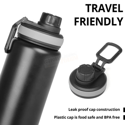 Stainless Steel Bottle 1L | Leak-Proof | GiftGlow | (Black Sipper Edition)