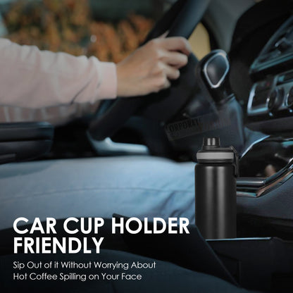 Stainless Steel Bottle 1L | Leak-Proof | GiftGlow | (Black Sipper Edition)