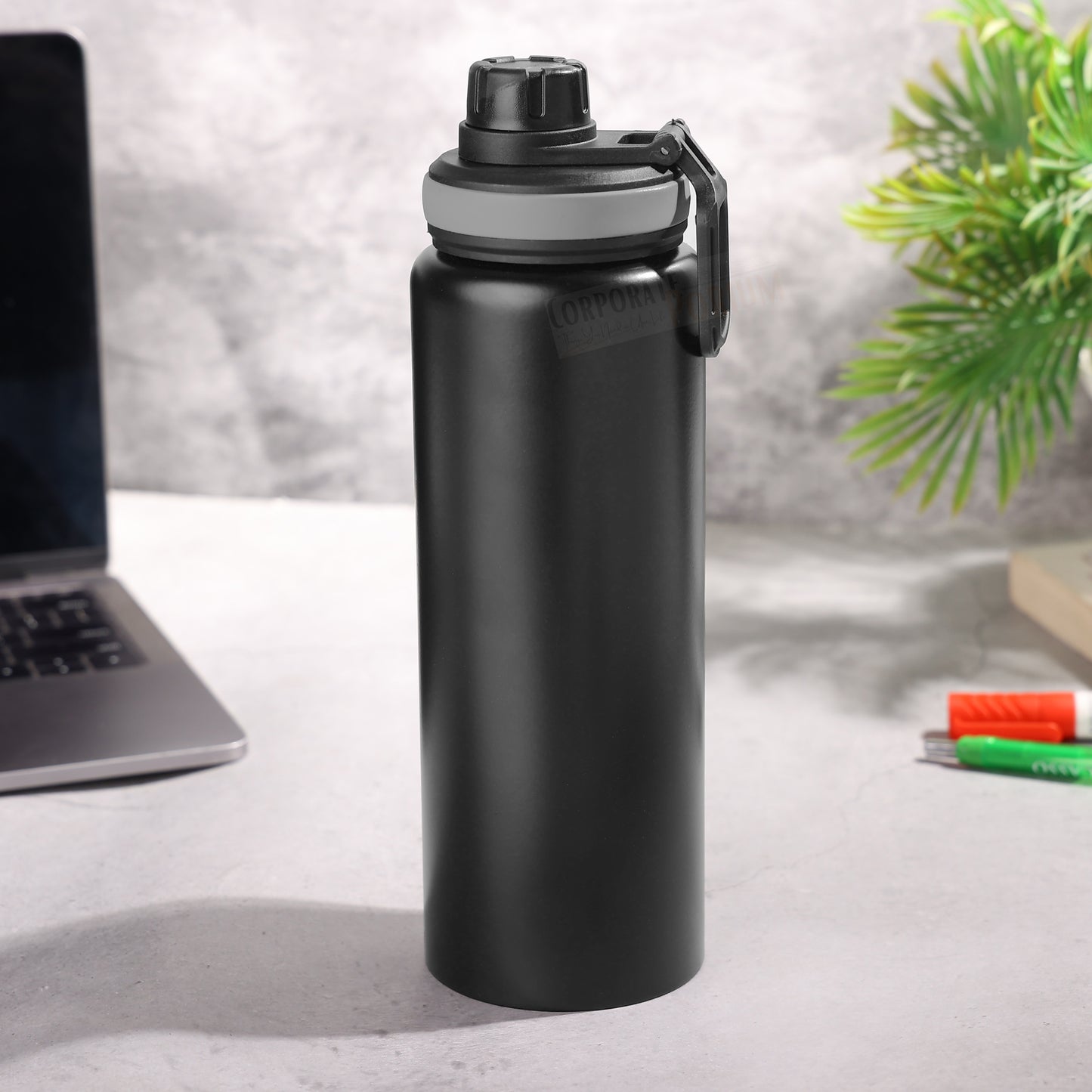 Stainless Steel Bottle 1L | Leak-Proof | GiftGlow | (Black Sipper Edition)