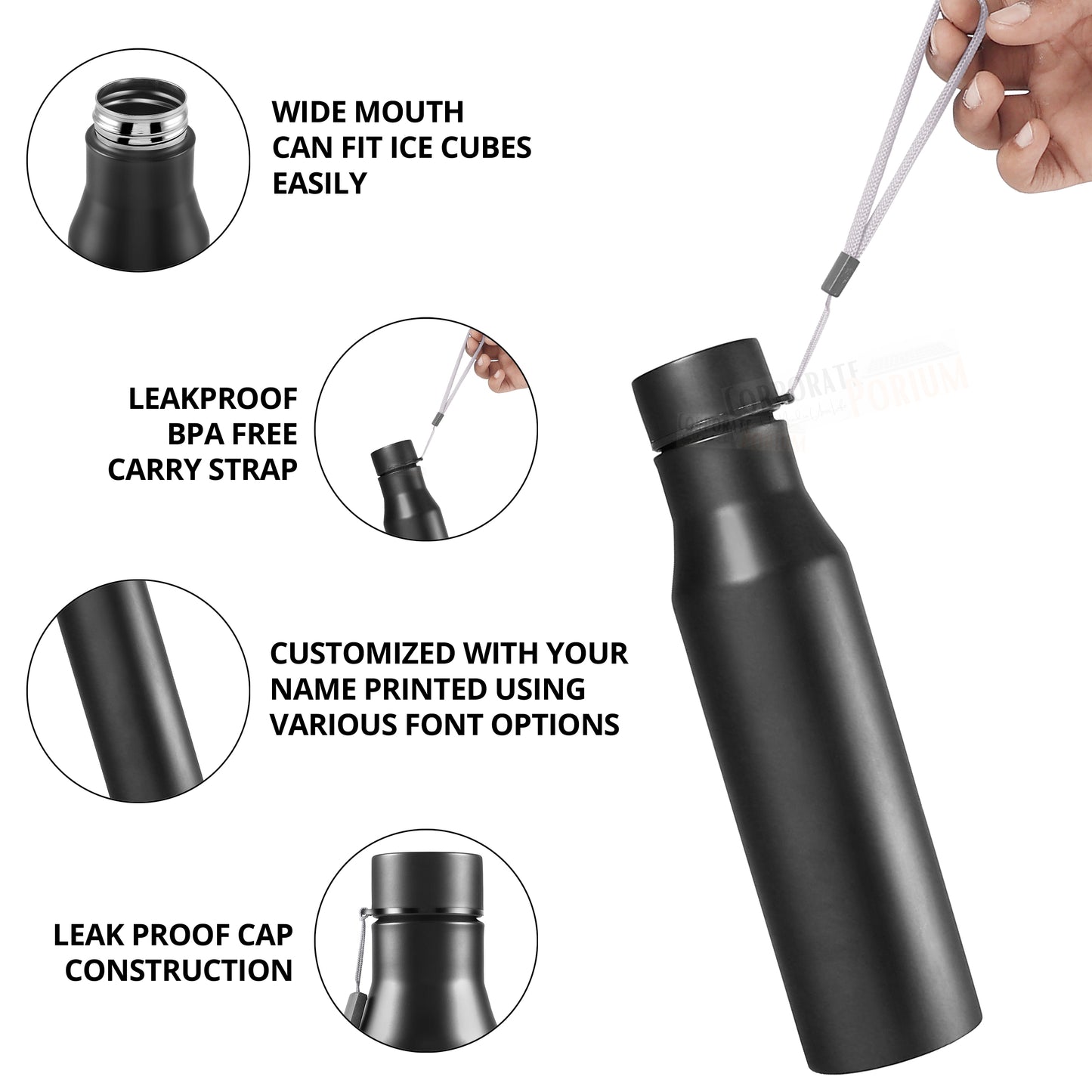 Stainless Steel Bottle 1L | Leak-Proof | GiftGlow | Easy to Carry