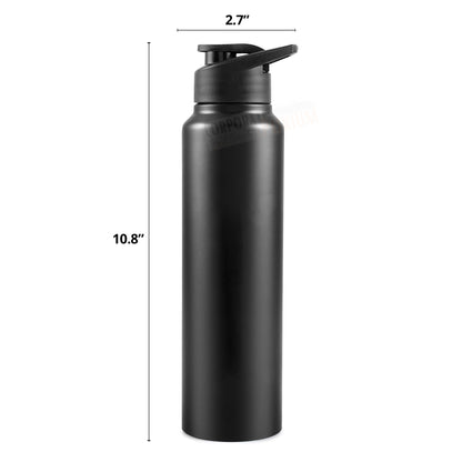 Stainless Steel Bottle 1L | Leak-Proof | GiftGlow | (Black Straight-Top Sipper)