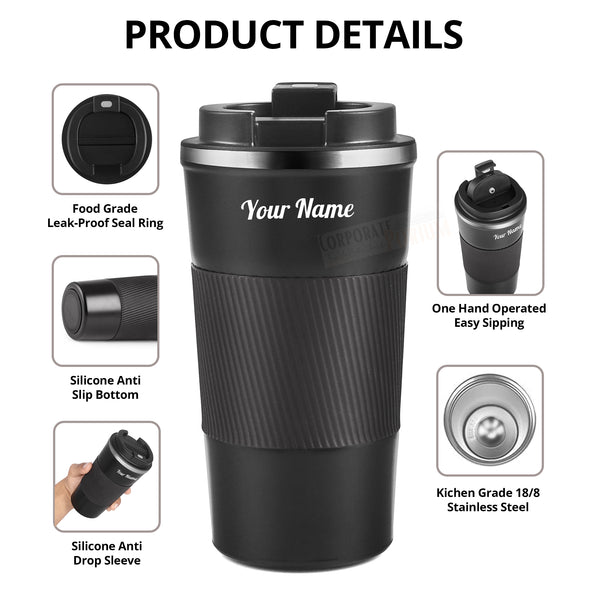 Gift Glow's Personalized Stainless Steel Coffee Mug 520ML| Hot For 8 Hours | Vacuum Insulated Mug