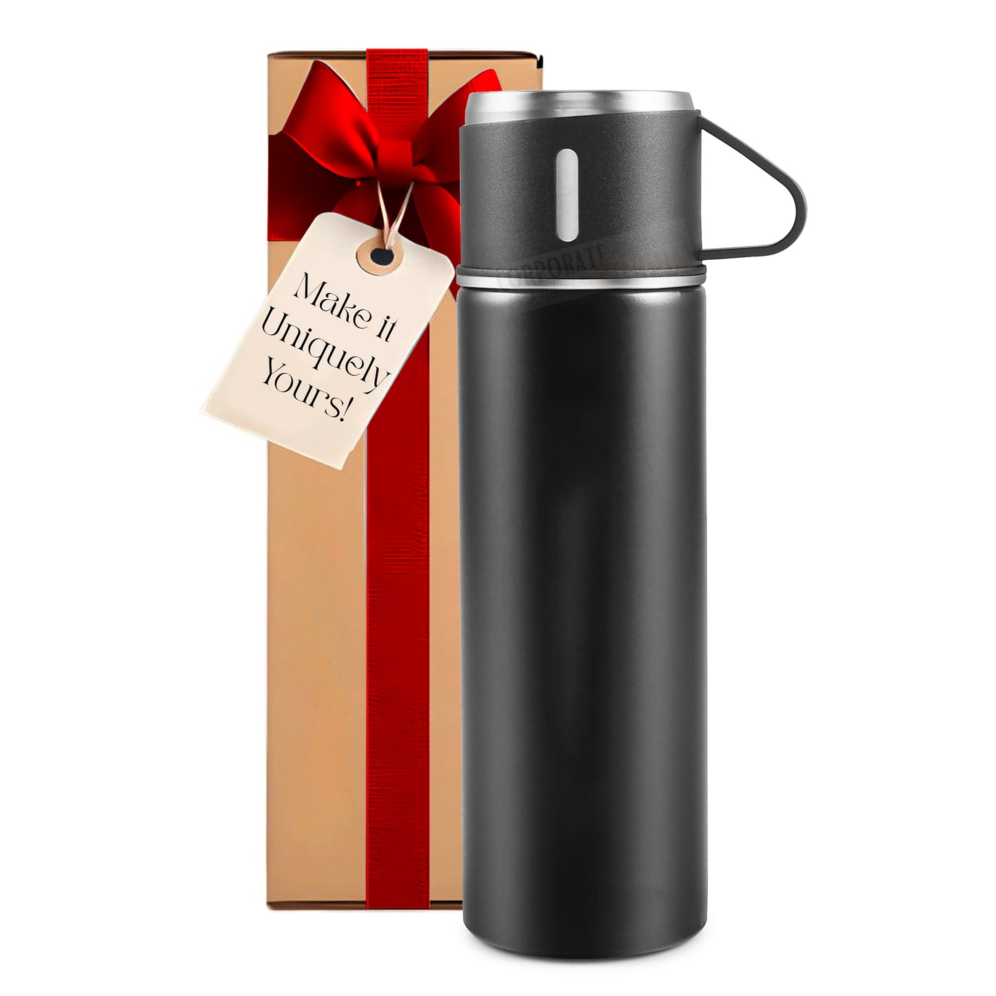 Stainless Steel Double Wall Thermo Bottle Gift Set (500ml, Black Edition)
