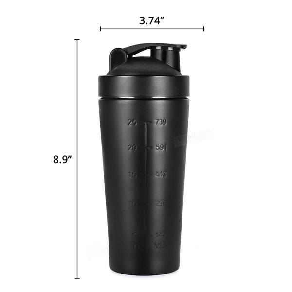 Gift Glow's Personalized Stainless Steel Black Gym Shaker | 700ml Leakproof Bottle | BPA-Free for Supplements