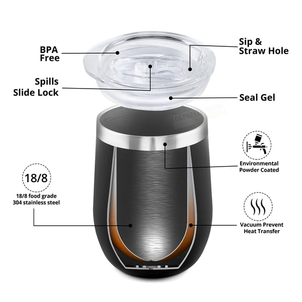 Gift Glow's Personalized Stainless Steel Coffee Mug 350ML| Leakproof Hot & Cold 4 Hours | Double Wall