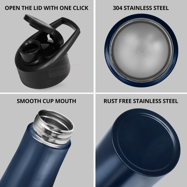 Stainless Steel Bottle 1L | Leak-Proof | GiftGlow | (Flora-Blue Edition)