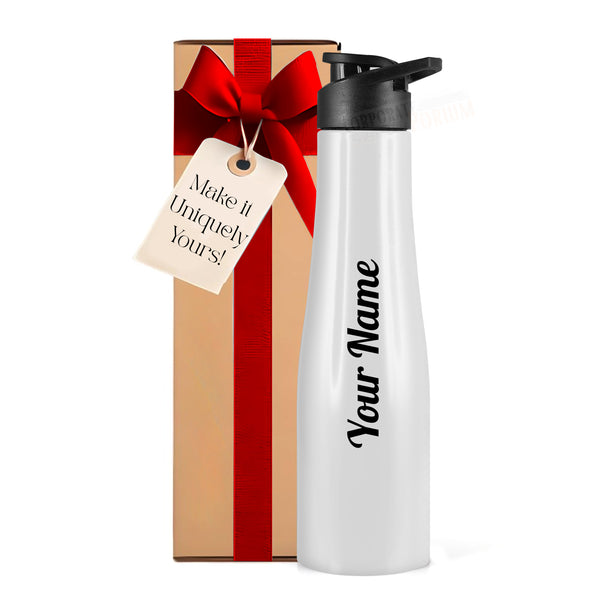 Gift Glow's Personalized Stainless Steel Bottle | 1L | Leakproof & Easy to Carry | Laser Engraved (White)