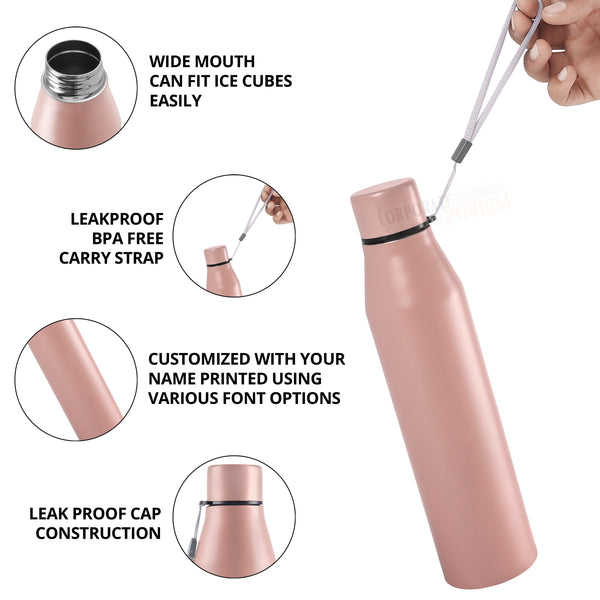 Stainless Steel Bottle 1L | Leak-Proof | GiftGlow | (Baby-Pink Edition)