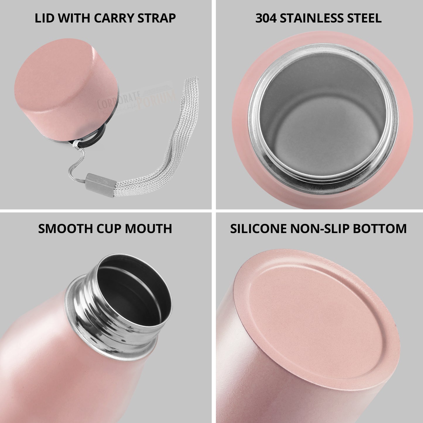 Stainless Steel Bottle 1L | Leak-Proof | GiftGlow | (Baby-Pink Edition)