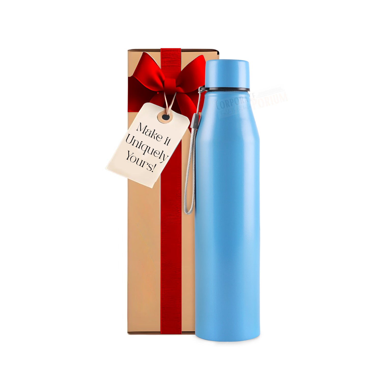 Stainless Steel Bottle 1L | Leak-Proof | GiftGlow | (Sky-Blue Edition)