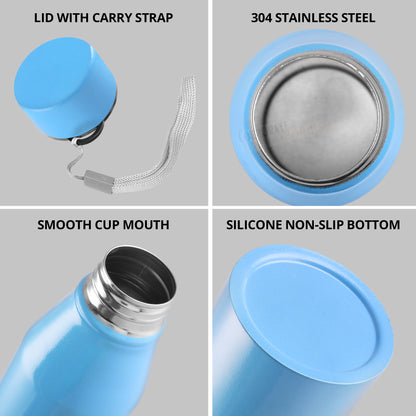 Stainless Steel Bottle 1L | Leak-Proof | GiftGlow | (Sky-Blue Edition)