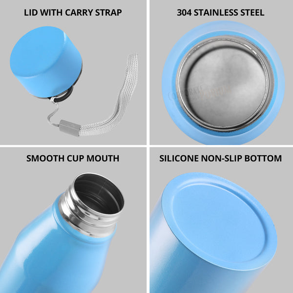 Personalized Stainless Steel Sky Blue Bottle | 1L | Leakproof & Easy to Carry | Laser Engraved Gift