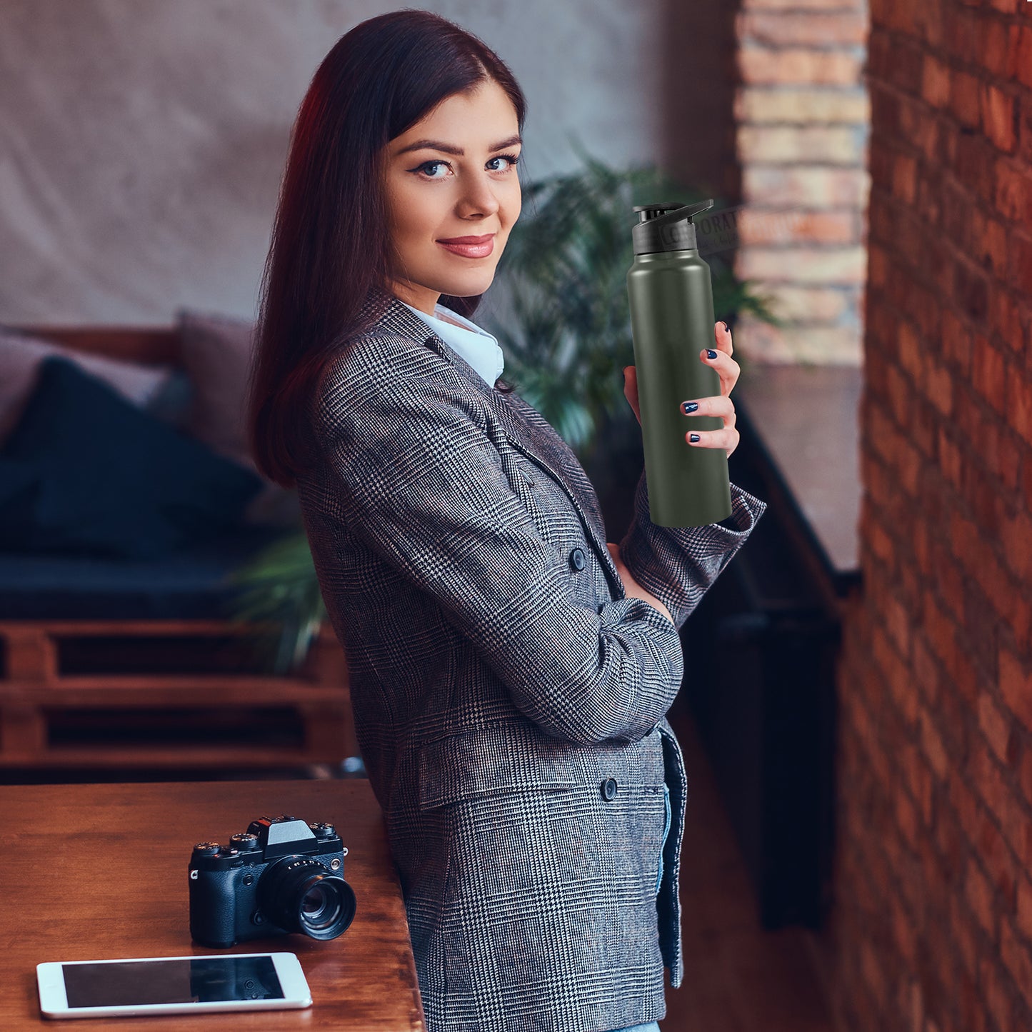 Stainless Steel Bottle 1L | Leak-Proof | GiftGlow | (Green Edition) | Perfect gift for Valentine