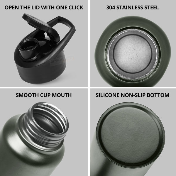 Gift Glow's Personalized Stainless Steel Bottle | 1L | Leakproof & Easy to Carry | Laser Engraved (Green)