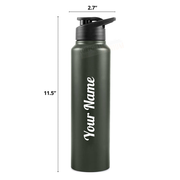 Gift Glow's Personalized Stainless Steel Bottle | 1L | Leakproof & Easy to Carry | Laser Engraved (Green)