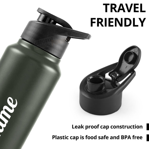 Gift Glow's Personalized Stainless Steel Bottle | 1L | Leakproof & Easy to Carry | Laser Engraved (Green)