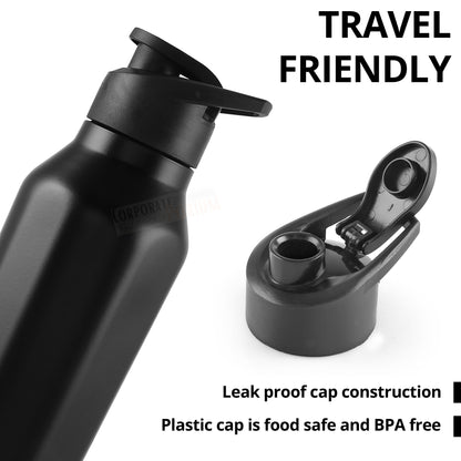 Stainless Steel Bottle 1L | Leak-Proof | GiftGlow | (Black-Pineapple Edition)