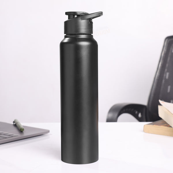 Stainless Steel Bottle 1L | Leak-Proof | GiftGlow | (Black Straight-Top Sipper)
