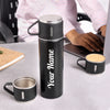 Gift Glow’s Personalized Stainless Steel Thermal Flask | 8 Hours Hot & Cold | Set (500ml) – Black Edition { Best For Corporate Gifting }